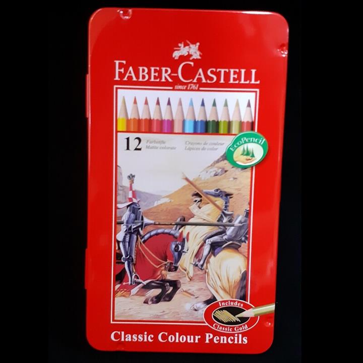 مداد رنگی 12 رنگ کلاسیک جعبه فلزی FABER CASTELL